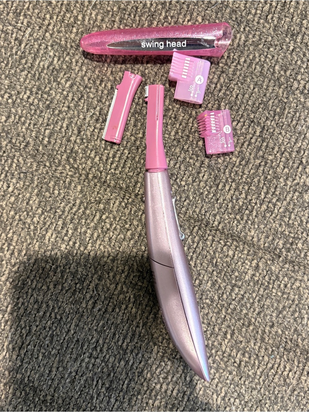 Pink Personal Electric Trimmer with Interchangeable Heads